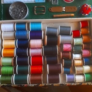Vintage sewing box contents